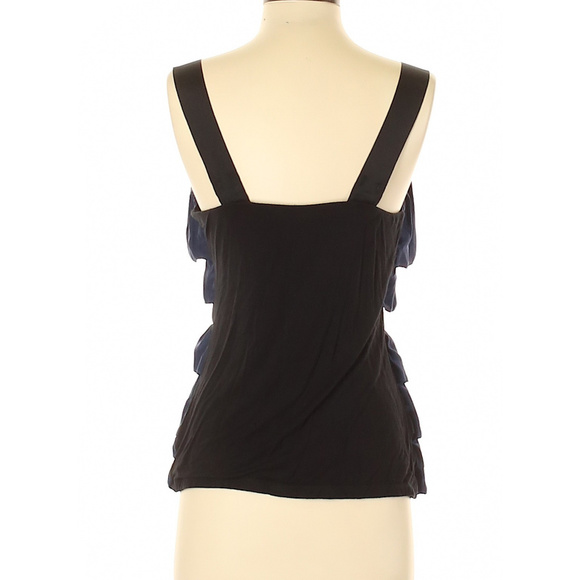 Anthropologie | Bordeaux Ruffle Tank Silk Feel Blouse with Bow at Waist - Picture 2 of 5